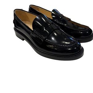 TODS Women's Black Leather Loafers Size US 7.5 EU 37.5 New In Box Dust Bag Italy